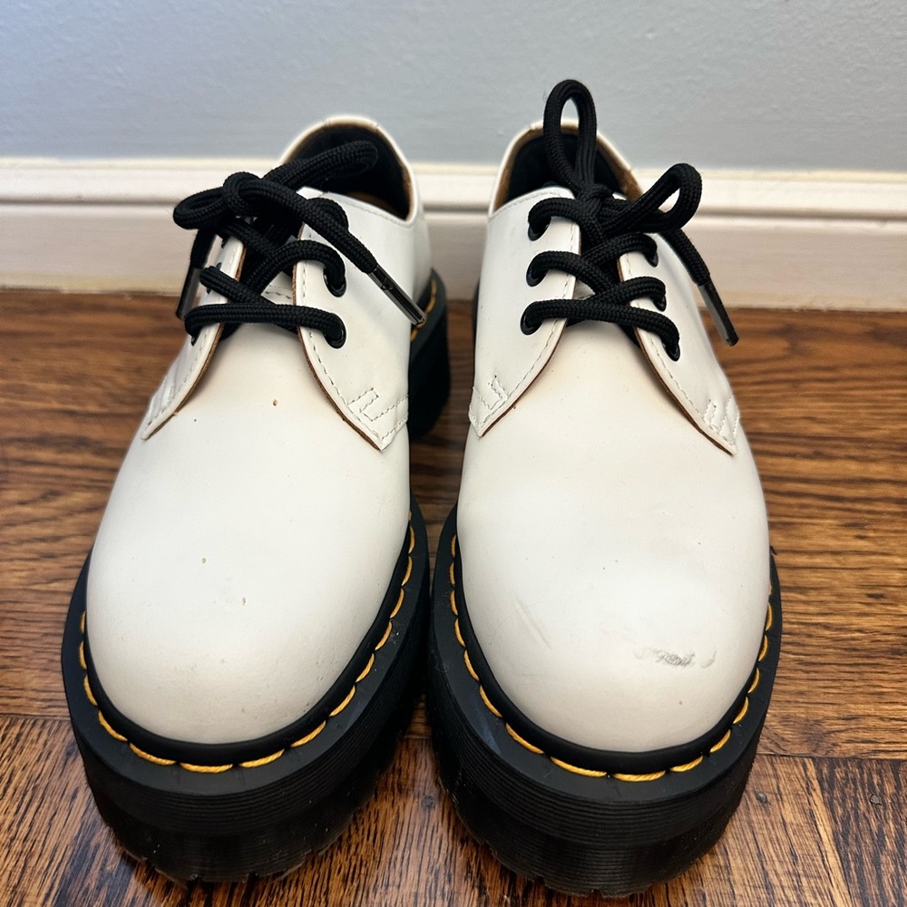 Doc Marten 1461 Quad White Smooth Leather Platform Shoes White Size 7 docs - Picture 5 of 12
